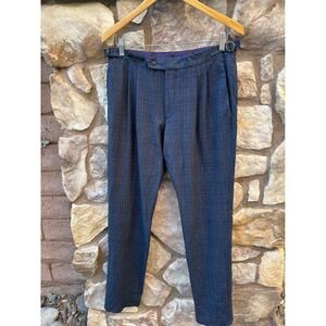 Ted Baker Men's Wool Pants PleatedBlue Size 33 Regular